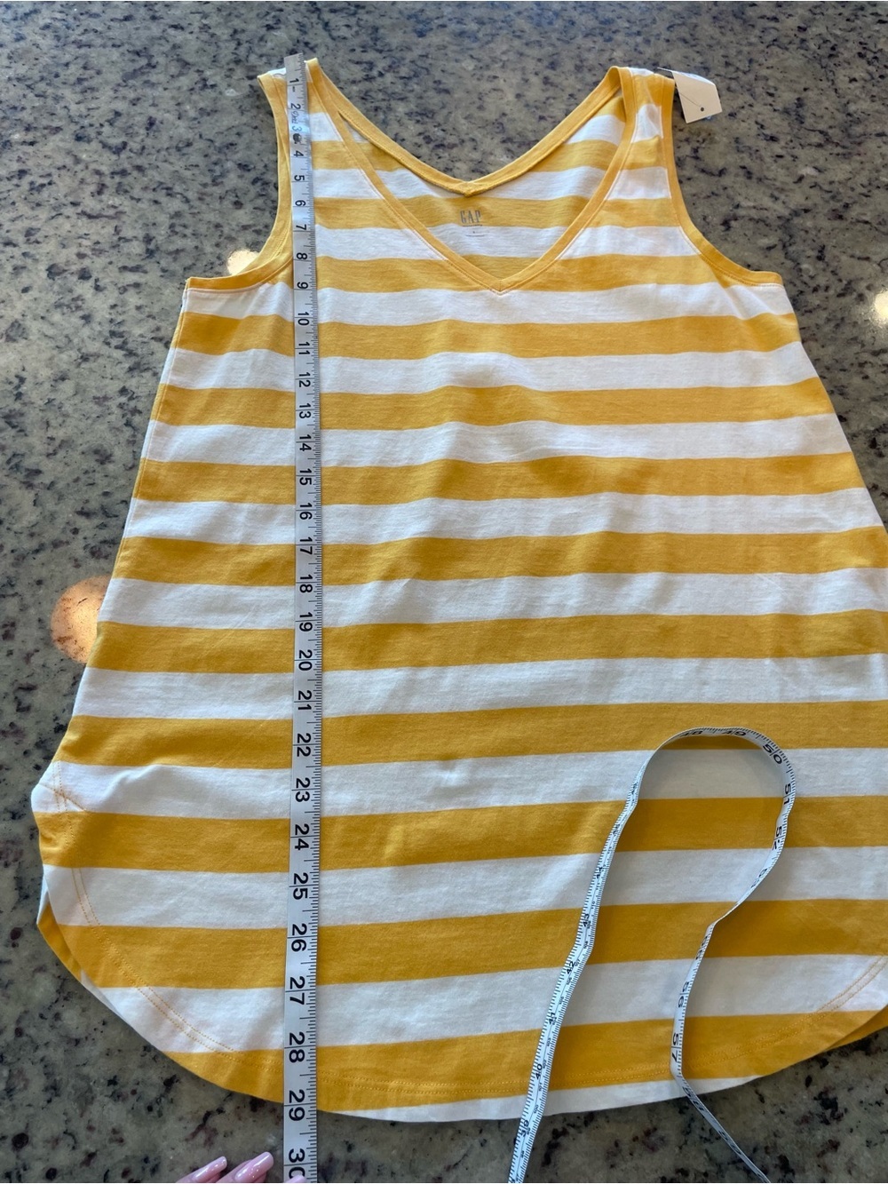 NWT gap 100% cotton royal yellow and White Striped V-Neck maternity Tank Top S - Picture 5 of 7